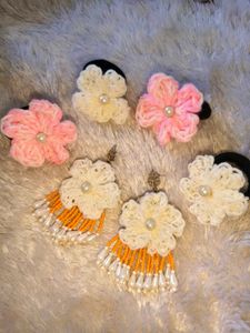 Cute Crochet Flower Large Size Hair Ties