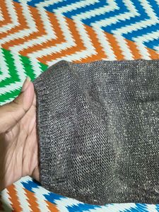 Gray Knit shimmery peplum sweater top