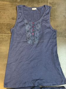 Beautiful Pale Blue Lace Night Suit Set