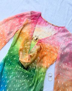 Multicolor cowl mini dress