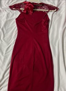 Stunning Lace Detail Red Dress