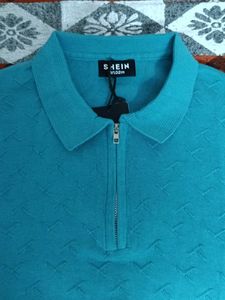 Men's Blue Zip Neck Sweater