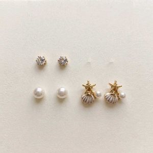 Ocean Shell Breeze 3-Pair Earring Set 🐚💎