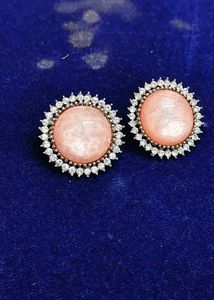 Elegant peach Stone Stud Earrings for Women