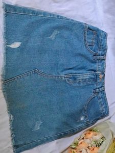 Light Wash Denim Mini Skirt