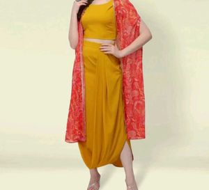 Ethnic jacket top and dhoti set