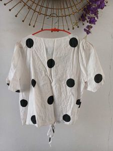 Polka Dot Tie-Front Top
