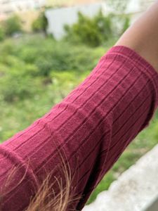 Burgundy Ribbed Mini Dress