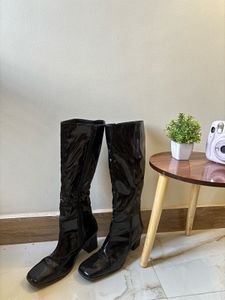 Chic Black Patent Knee-High Boots