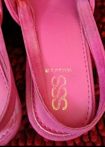 4. Pink Embellished Slingback Heels