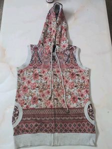 Sleeveless Floral Hoodie