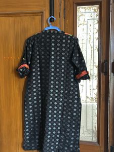 Stylish Black Kurta with Red Neckline