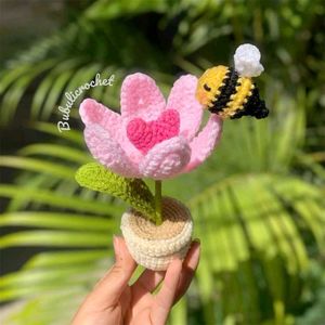 Crocheted Flower with Bee Pot