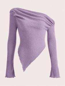 Lavender Off-Shoulder Asymmetrical Top