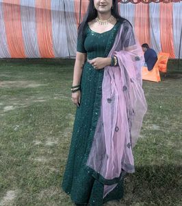 Elegant Green Sequin Lehenga