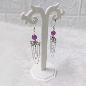 Bohemian Purple Stone Dangle Earrings