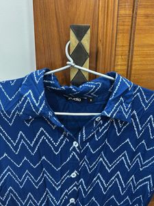 Stylish Blue Zigzag Print Kurta