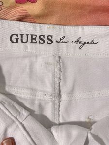 GUESS White Denim Mini Skirt