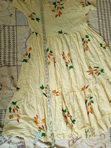 Elegant Cream Floral Print Gown