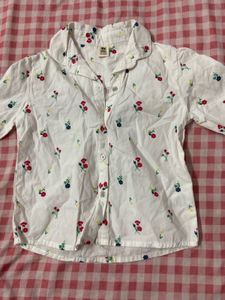 Cute Floral Print Button-Up Shirt