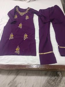 Purple Embroidered Kurta Set