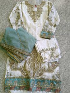 Designer White Kurta Set with Dupatta