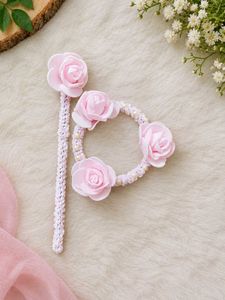Cute Pink Rose Hair Accessories Set