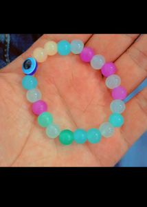 Colorful Beaded Bracelet with Evil Eye Charm