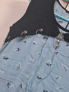 💥Blue Floral Dress with Vest