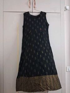 Elegant Black Printed Ethnic Gown