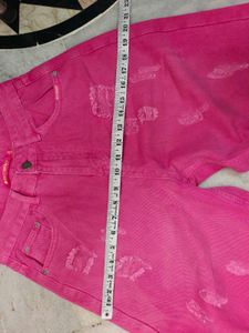 Y#k Aesthetic Hot Pink Ripped Denim Jeans
