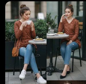 Casual Brown Long Sleeve Top