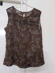 y2k Sheer Tiger Print Top