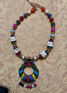 Boho Peacock Beaded long  Necklace