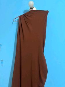 Elegant Brown One-Shoulder Maxi Dress