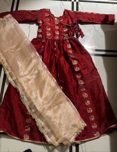 Elegant Red Anarkali with gotta patti Dupatta