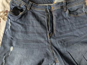 Dark Wash Distressed Denim Jeans
