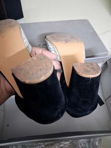 ✨ Stylish Silver &amp; Black Women’s Heels ✨