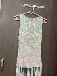 Sparkling Sequin Fringe Top free size