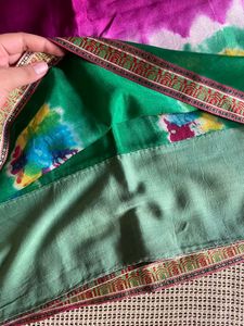 Pink And Green Silk Saree