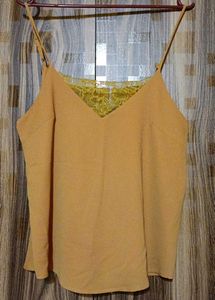 Mustard Yellow Lace Trim Camisole