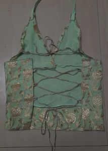 Green Floral Print Halter Top