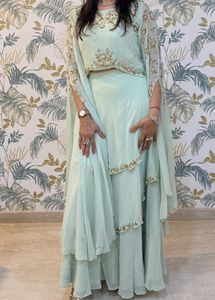 Mint Green Sequined Lehenga Set