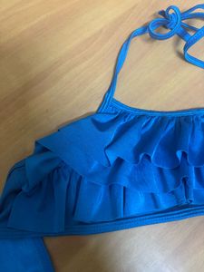 Blue Ruffled Bikini Top