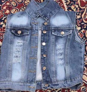 Unique Denim Vest with Art Print