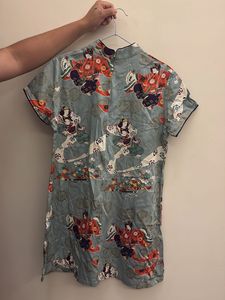Elegant Japanese Print Cheongsam Dress