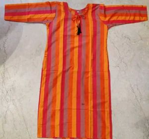 ComboOffer-New StripedOrangeWomen Kurtas-2+Plazzo