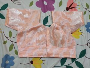 Peach Saree with Stiched Blouse