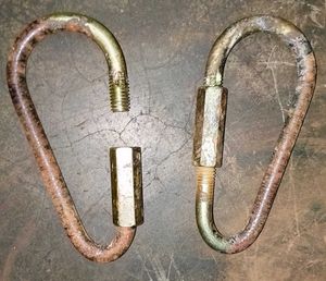 Two Metal Carabiner Snap Hooks-9.0 MM Thick .