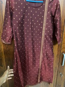 Maroon Kurta with Gold Print